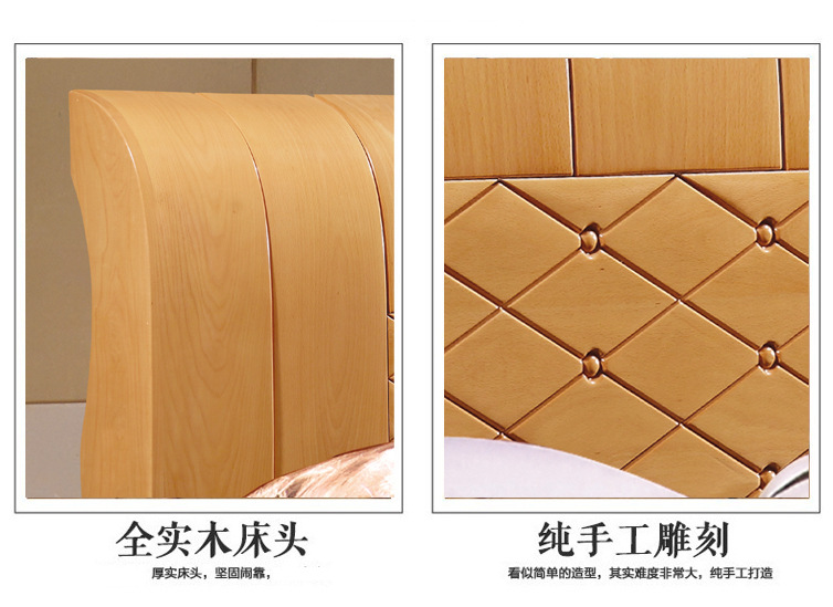 批发南康家具1.8米双人床简约现代卧室家具榉木床 实木床厂家直销