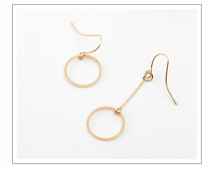 Minimal Geometric Openwork Round Triangle Asymmetric Earrings display picture 10