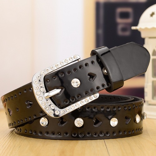 Candy Color Fashion Decorative Thin Belt Women's Korean Version Belt Women's Rhinestone Heart Belt