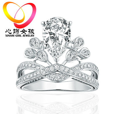 时尚镶钻皇冠锆石戒指韩版时尚食指环