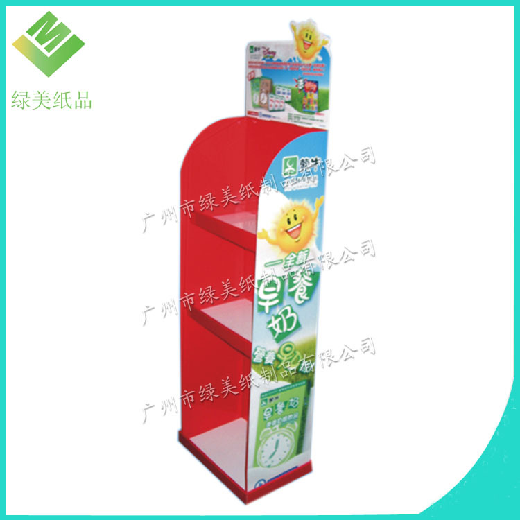 牛奶纸促销架 纸货架展示架 落地式纸陈列架 超市广告促销陈列架