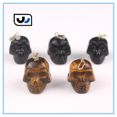 Cave skull Black Onyx White Crystal Tiger Eye Green Aventurine Pink Crystal Natural Stone Skull Pendant