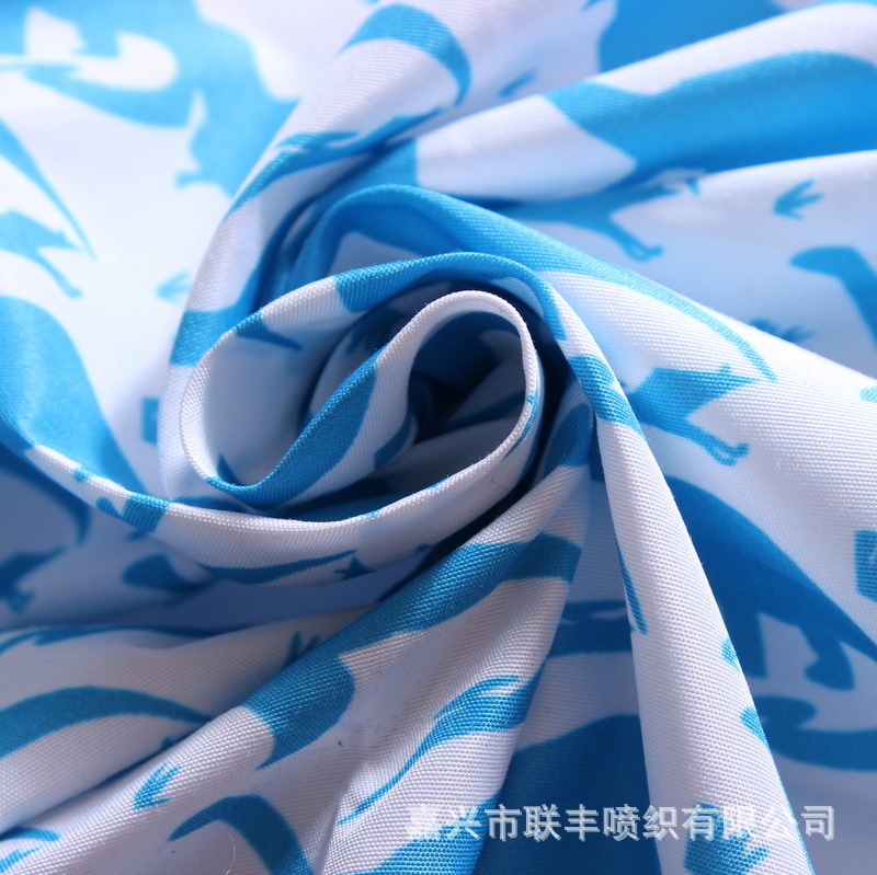 涤纶平桃卡通印花PA透明胶涂层 防水抗撕裂渔夫帽箱包手袋面料