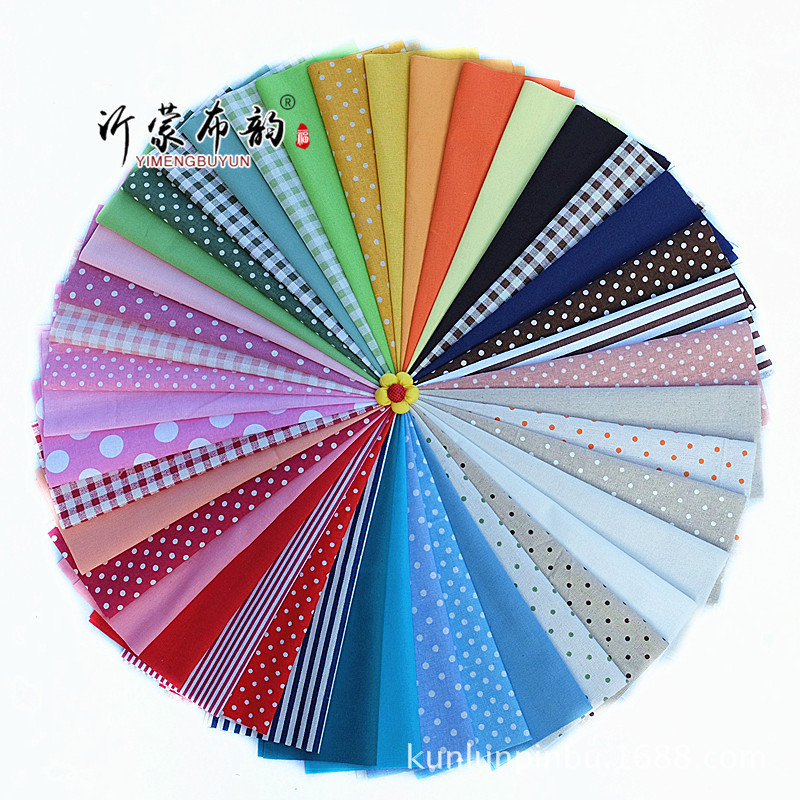 厂家现货 七彩包装材料 DIY手工拼布 彩色格子点点粗麻布