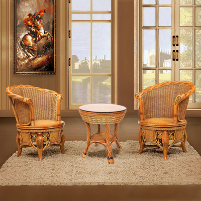 Lvxinxuan Wicker chair tea table Three-piece Suite rotate Leisure chair outdoors furniture Balcony chairs 9005