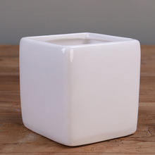 方口小花盆 白色 陶瓷方缸 插花花器  正方形花盆  CZ172-2