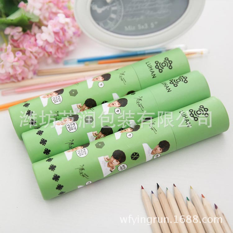 批发彩色印刷铅笔桶 纸桶 礼品 文具 工艺品包装纸筒纸罐环保