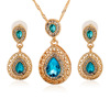 Earrings, necklace, chain, set, crystal earings, pendant, accessory, European style, 3 piece set, wholesale