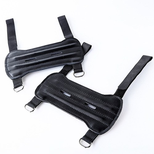 Factory direct sales two-hole black PU material arm guards for recurve bow shooting and archery sports bow and arrow protective gear wholesale