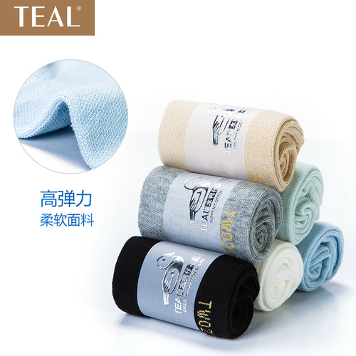 TEAL antibacterial and deodorant medium and large children's solid color all-season mid-calf student socks for 8-16 years old, unisex