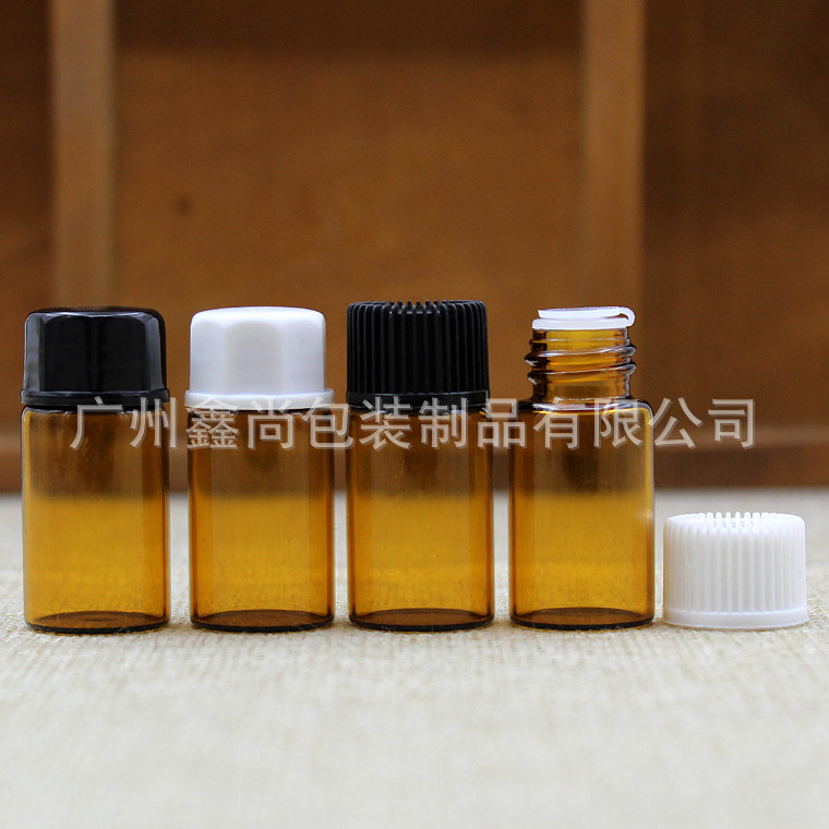 3ml 茶色小精油瓶黑细纹盖 玻璃分装瓶子 小样试用瓶 迷你调配瓶