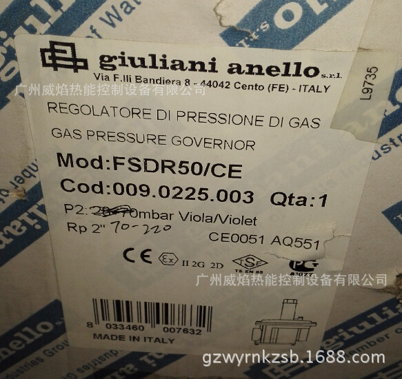FSDR50燃气减压阀意大利朱利安尼giuliani anello