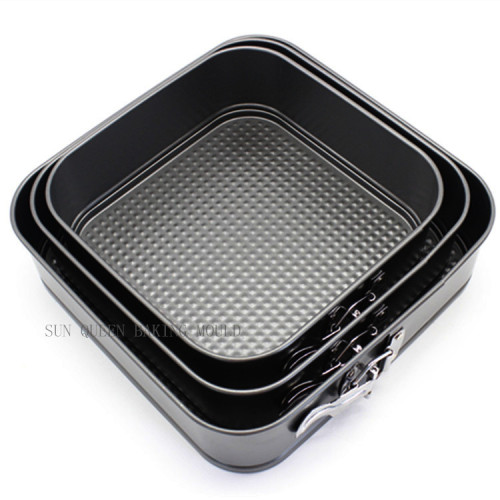 High-quality three-piece set of square non-stick cake molds with live buckles, square cake molds, carbon steel honeycomb live-bottom square baking pans