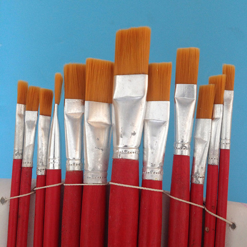 Manufacturer flat head watercolor brush wooden material brush oil painting supplies wholesale oil paint brush oil paint brush tracing pen