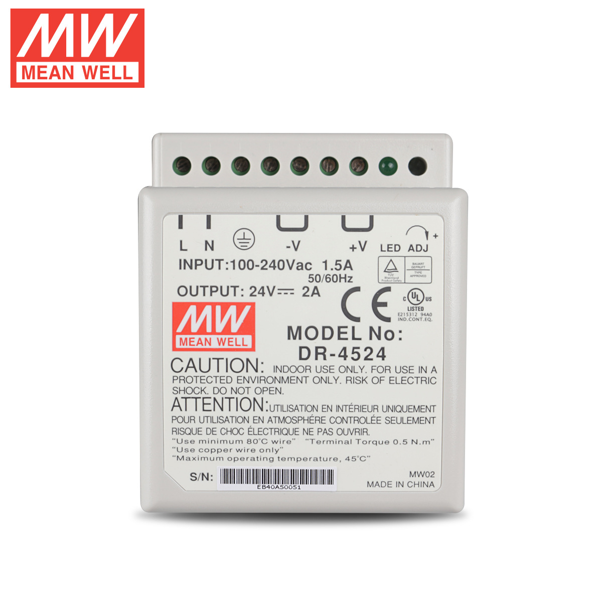 ȫ��ԭװ̨��MEAN WELL��γ�����Դ DR-4524 45W 24V 2A �ֻ�