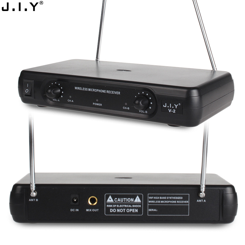 JIY无线一拖二麦克风话筒咪扩音　 家用K歌电视电脑音箱功放KTV