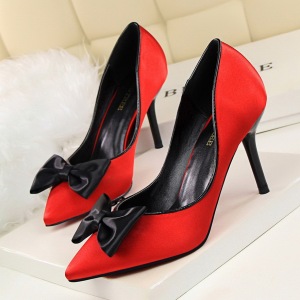 Han edition sexy fine nightclubs with high 9601-1 with lighter pointed hollow-out leopard bow single shoe heels