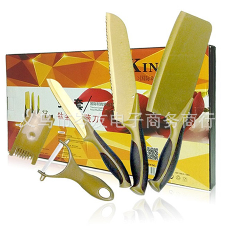 Wander about Hot fairs product tool wholesale Centennial Rose Titanium knife Five-piece wholesale