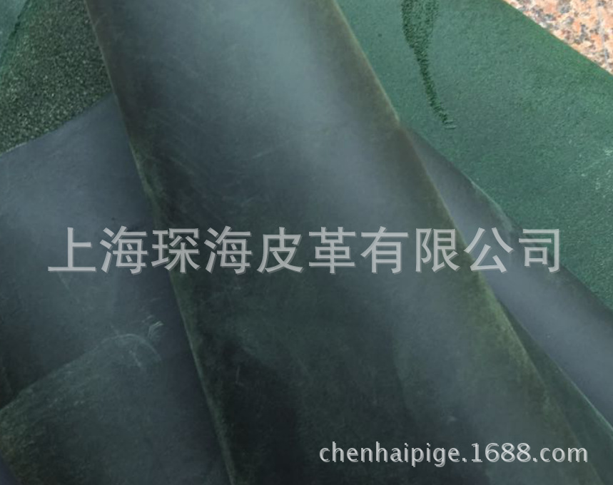 进口变色油皮 真皮面料 头层牛皮 疯马皮 皮革 马鞍皮 深绿色