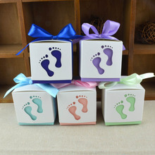 创意喜糖盒欧式婴儿脚印喜糖包装镂空糖果盒派对喜糖礼盒脚丫糖盒