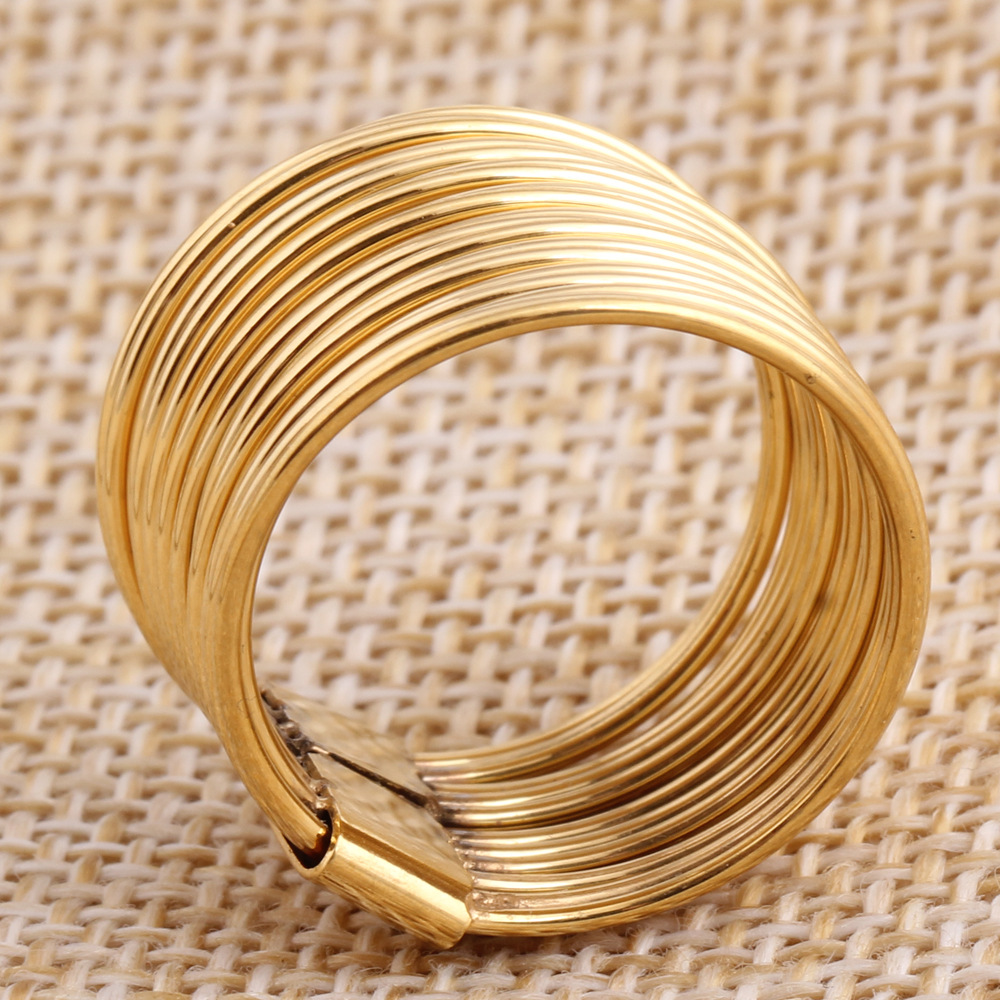 Fashion Creative 18k Gold Plated Titanium Steel Wire Ring display picture 5