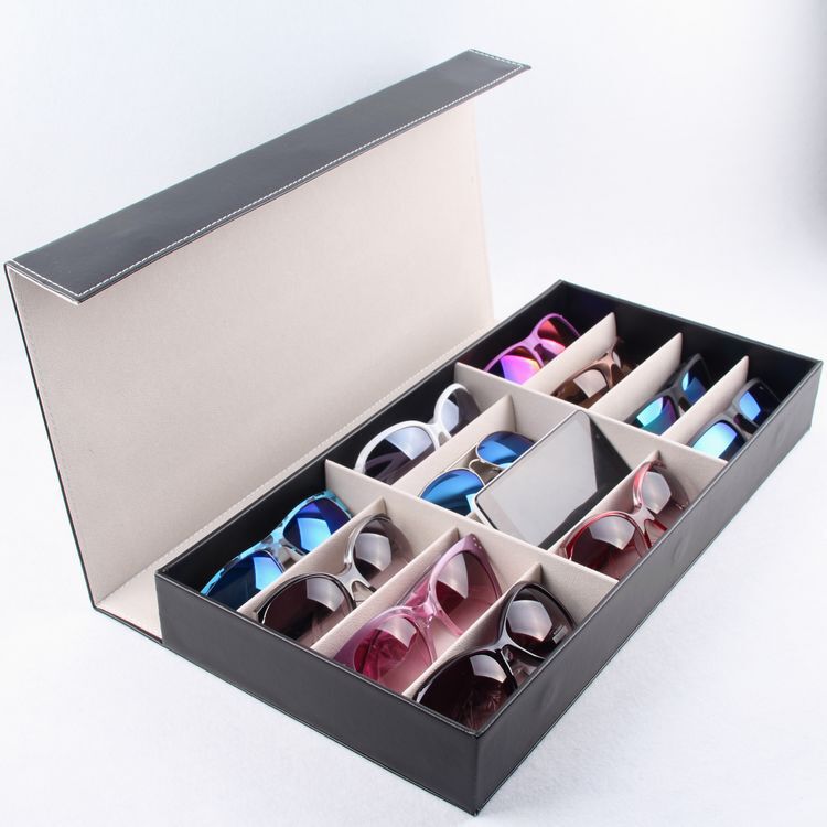 Special offer high-end 8-grid glasses storage box 12-grid leather sunglasses display box 18-grid glasses display stand