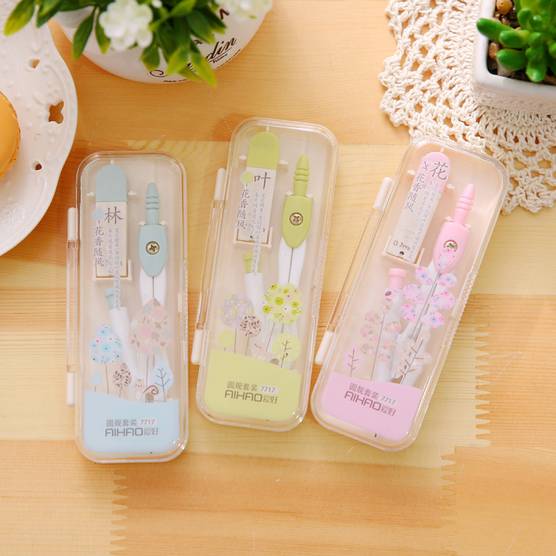Korean Edition Hobby Stationery Like a breath of fresh air student Compasses Circular organ Automatic pencil box-packed 7717