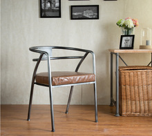 铁艺实木椅子休闲靠背咖啡厅餐椅 复古做旧桌椅酒吧吧台椅沙发椅