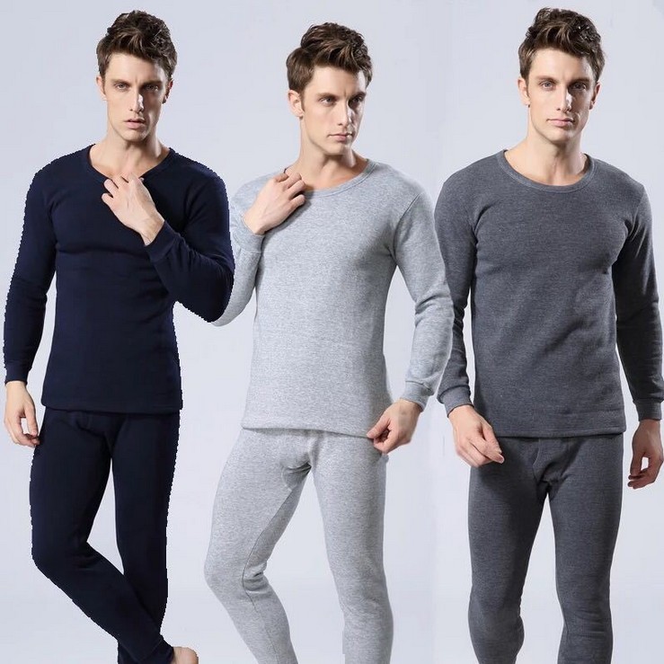 厂家直销男士保暖内衣秋衣秋裤套装圆领中领印花基础打底内衣批发