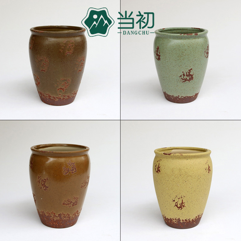 Kiln flow glaze stoneware fleshy ceramic thumb pot plant flower small flowerpot classical antique desktop ornaments flower