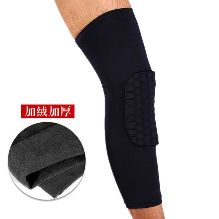 蜂窝篮球护膝 专业体育运动护膝盖 防撞护腿护具厂家批发 加绒款|ms