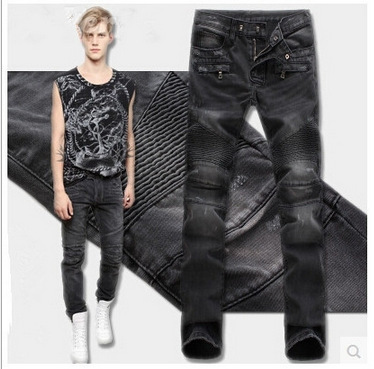 Men's jeans Light blue straight leg denim pants for men_voghion.com