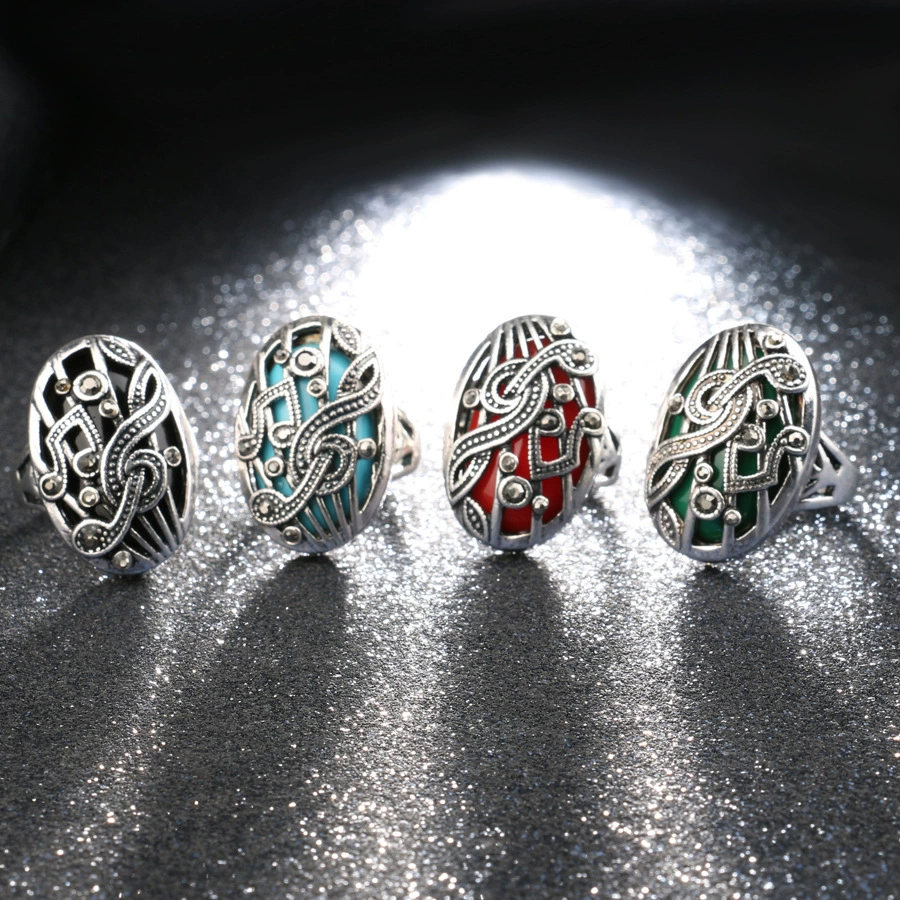 Carved design retro ring, accessory, boho style, European style