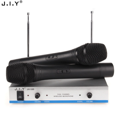 批发JIY专业无线话筒　一拖二V段无线麦克风电视音响电脑唱歌演出|ru