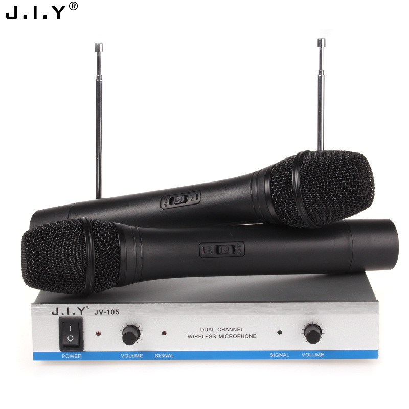 批发JIY专业无线话筒　一拖二V段无线麦克风电视音响电脑唱歌演出|ru