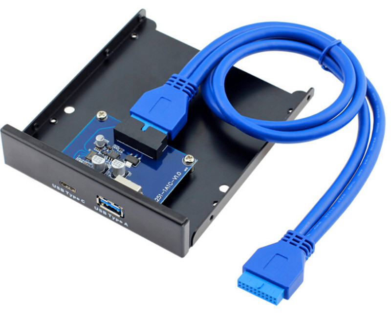 USB 3.1 Type-C软驱位前置面板USB3.0 A母+C母口电脑扩展USB