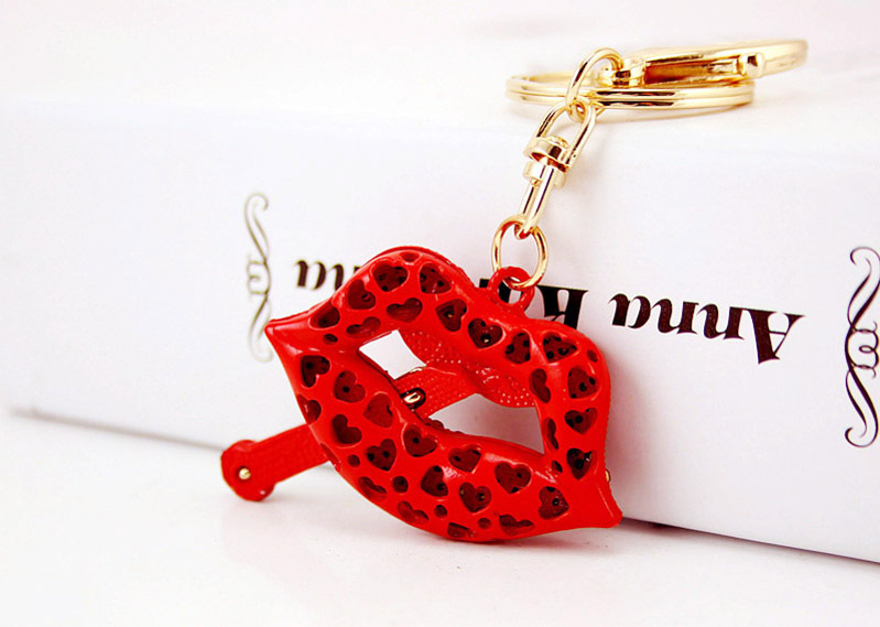 45g Weight Alloy, Metal Material Lips Pattern Unisex Gender Rose Red, Red Color Craft Small Gift Cigarette Red Lip Ladies Metal Pendant Mouth Keychain 10