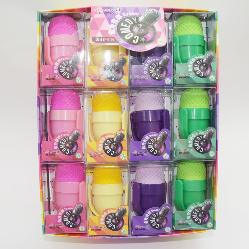 Micrófono borradora con lápiz cortador creativo multifuncional estilo de moda fábrica de papelería批ada directa puede personalizar
