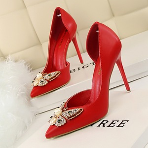 3168-5 han edition show thin thin and sexy high-heeled shallow pointed mouth side hollow out