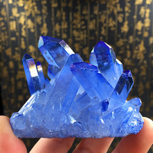 特价天然小块蓝色水晶簇原石摆件 消磁净化 标本 收藏