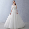 Wedding dress spring new style shoulder Princess puffy skirt lace lace Korean version of long sleeved wedding dress