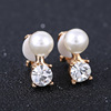 Earrings, accessory, stone inlay, zirconium from pearl, ear clips, wholesale, no pierced ears