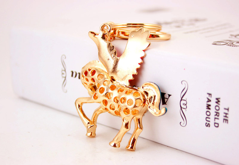 51g Weight Alloy, Metal Material Unisex Gender Korean Creative Rhinestone Pegasus Car Keychain 4