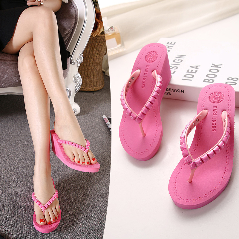 flip flops with studs wedge heel platform