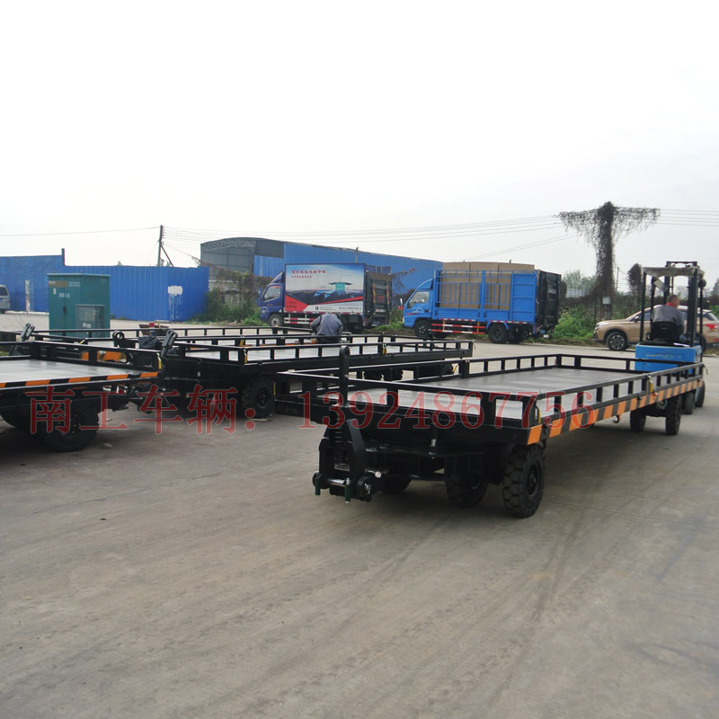 10吨双牵引全挂车 护栏型平板拖车供应