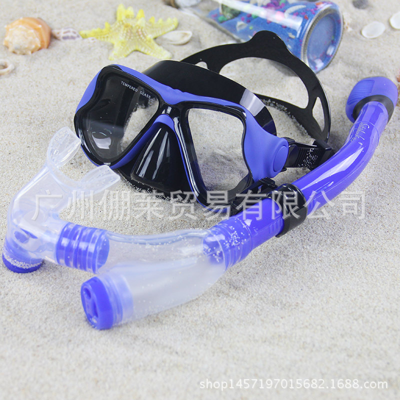 浮潜三宝潜水镜面罩双排水阀门呼吸管套装食用硅胶呼吸器一件代发