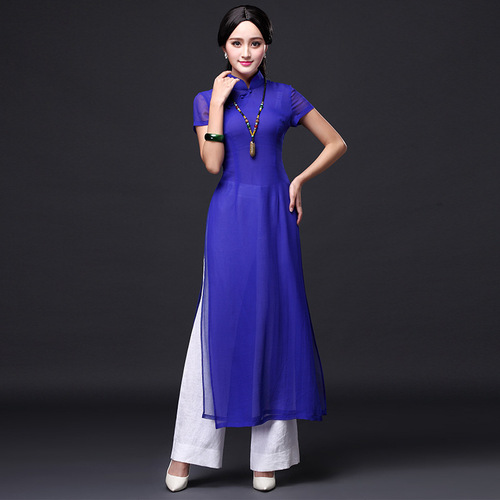 Chinese Dress Qipao for women cheongsam aodai cheongsam long elegant cheongsam skirt standing collar cheongsam