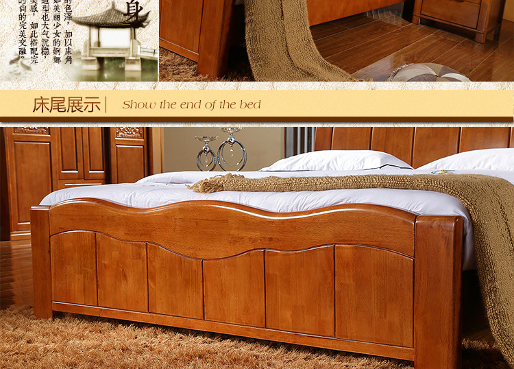 新品上市 全实木大床 简约现代实木床1.8米 1.5M 橡木高箱床婚床