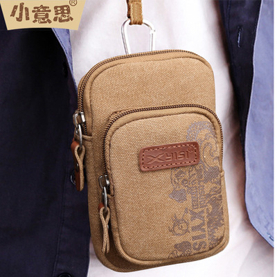 goods in stock wholesale canvas 6 inch Mobile phone bag man Belt Waist pack multi-function Chest pack Manufactor wholesale