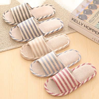 春夏季家居亞麻拖鞋居家用室內防滑男士厚底情侶女地板涼拖鞋夏天